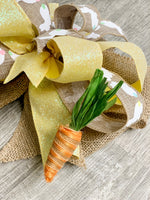 Yellow Glitter Carrot and Bunny Bow