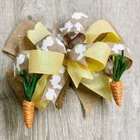 Yellow Glitter Carrot and Bunny Bow