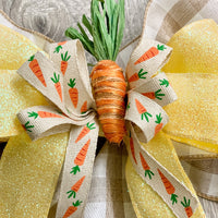 Yellow Sparkle and Carrot Easter Bow